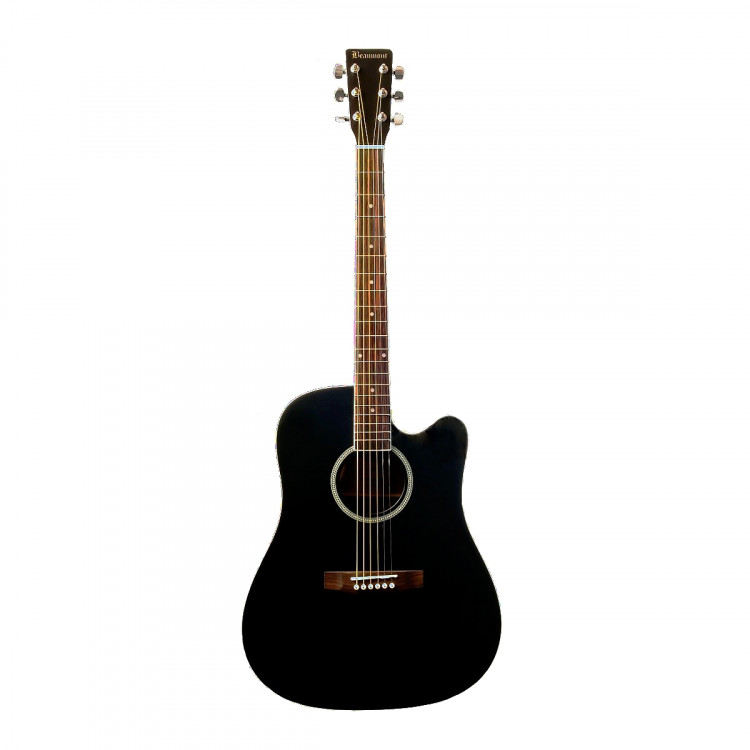 BEAUMONT DG80CE/BK - электроакустическая гитара с вырезом, корпус липа, цвет черный, матовый