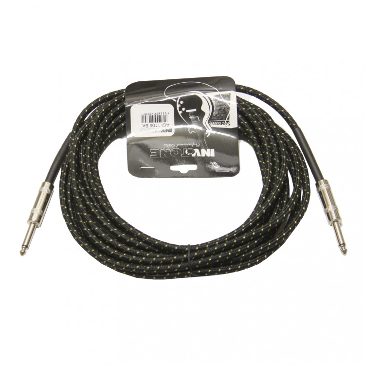 INVOTONE ACI1110/BK - инструм. кабель, 6,3 джек моно <-> 6,3 джек моно тряп. изол, дл. 10 м (черный)
