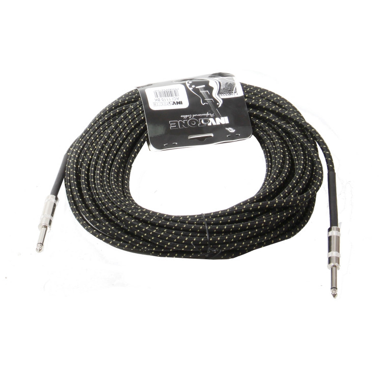 INVOTONE ACI1115/BK - инструм. кабель, 6,3 джек моно <-> 6,3 джек моно тряп. изол, дл. 15 м (черный)