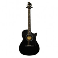 GREG BENNETT GA100SCE/BK - электроакустическая гитара с вырезом, красное дерево, актив., цвет черный