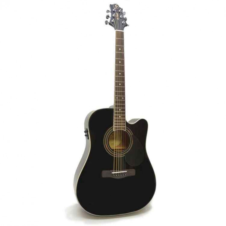 GREG BENNETT GD100SCE/BK - электроакустическая гитара с вырезом, красное дерево, актив., цвет черный