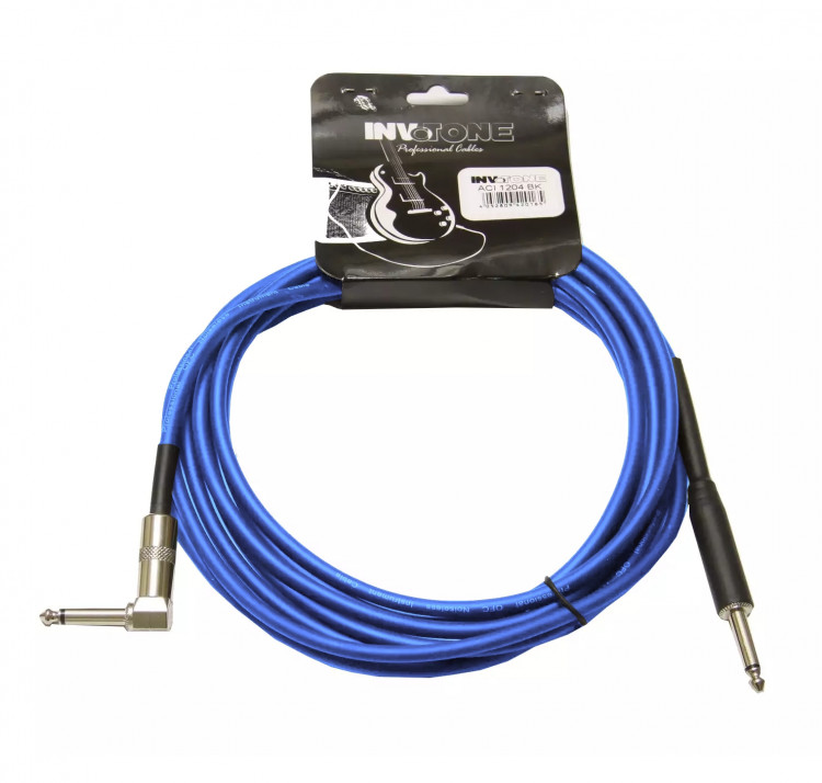 INVOTONE ACI1206/B - инструм. кабель, 6,3 джек моно <-> 6,3 джек моно угловой, длина 6 м (синий)