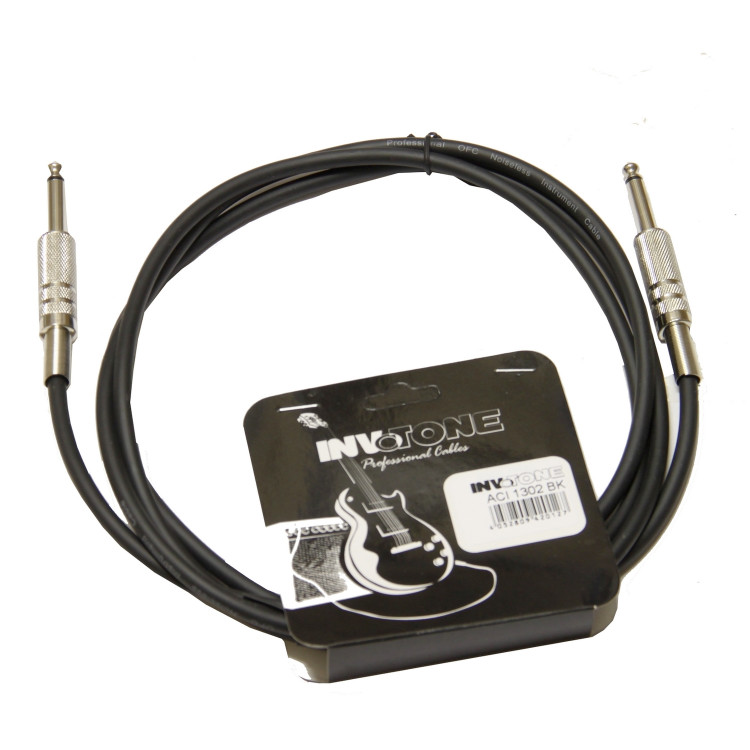 INVOTONE ACI1302/BK - инструментальный кабель, 6,3 джек моно <-> 6,3 джек моно, длина 2 м (черный)