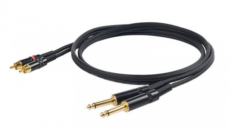 PROEL CHLP310LU5 - сценический кабель, 2х6,3 джек моно <-> 2х RCA (папа), длина - 5м