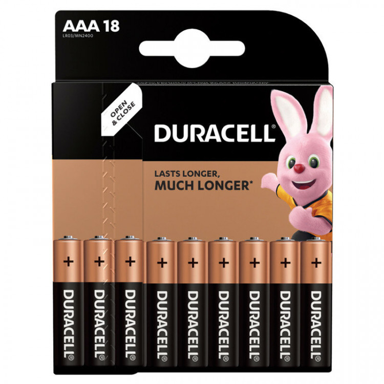 Элемент питания Duracell Basic LR03/MN2400 1.5v AAA 18 штук батарейка щелочная (алкалиновая)