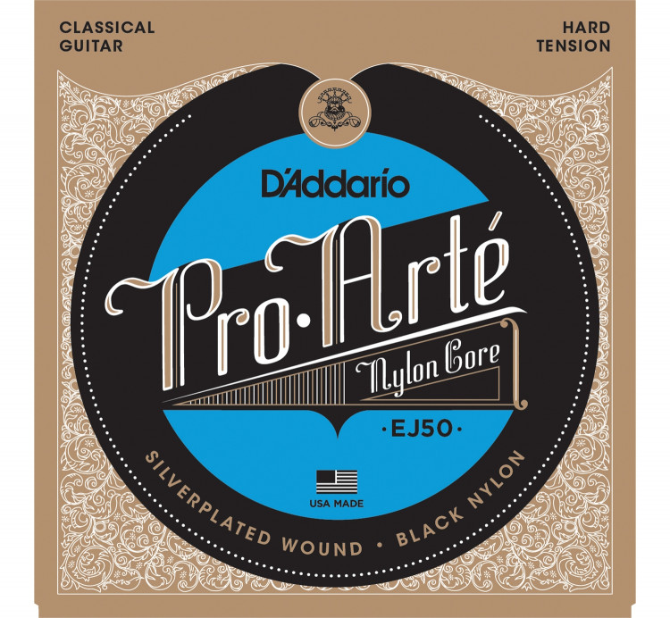 D'ADDARIO EJ50 - струны для классической. гитары, серебро, черный нейлон,  натяжение-сильное