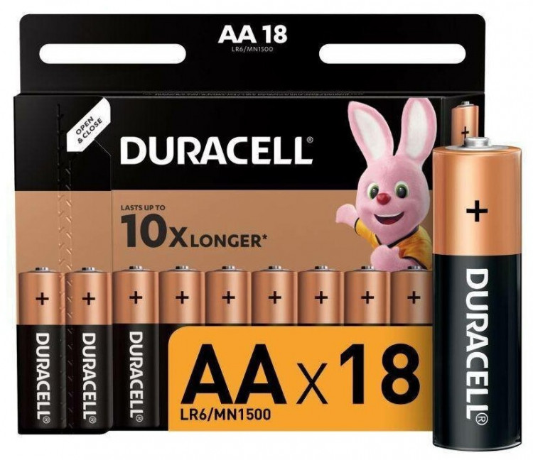 Элемент питания Duracell Basic LR6/MN1500 1.5v AA 18 штук/уп батарейка щелочная (алкалиновая)