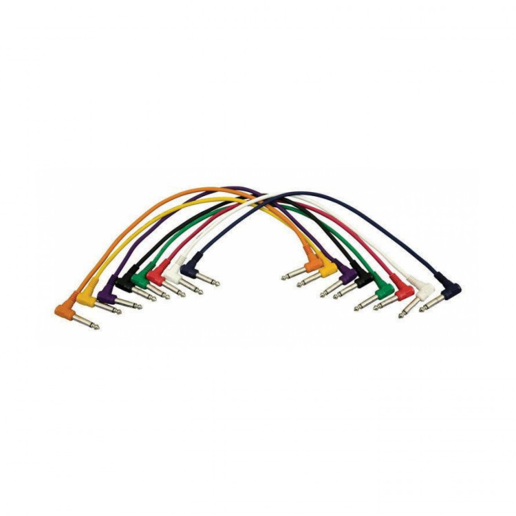 ONSTAGE PC18-17QTR-R - комплект кабелей, 6,3 джек угловой <-> 6,3 джек угловой , 43см ,(8 цветов)