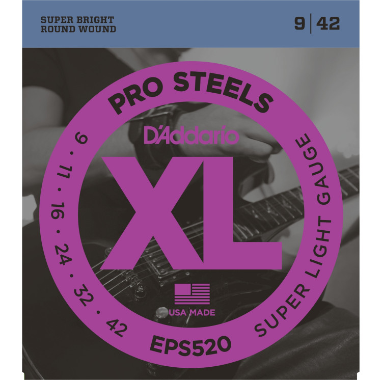 D'ADDARIO EPS520 - струны для электрогитары, ProSteels,Super Light, 9-42