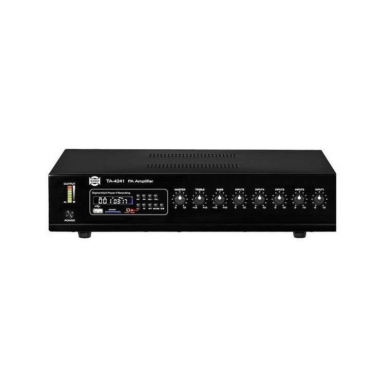SHOW TA-4241 - трансляц. система 240 Вт, 25/70/100 В, 4Line/mic+2AUX, MP3 плеер пишущий