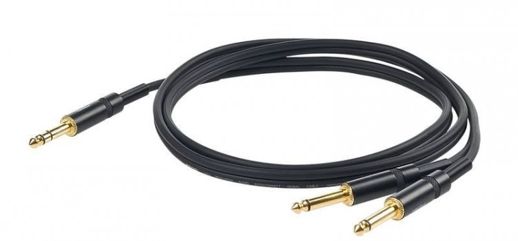 PROEL CHLP210LU3 - инсертый кабель,  6.3 джек стерео <-> 2 х 6.3 джек моно, длина - 3м