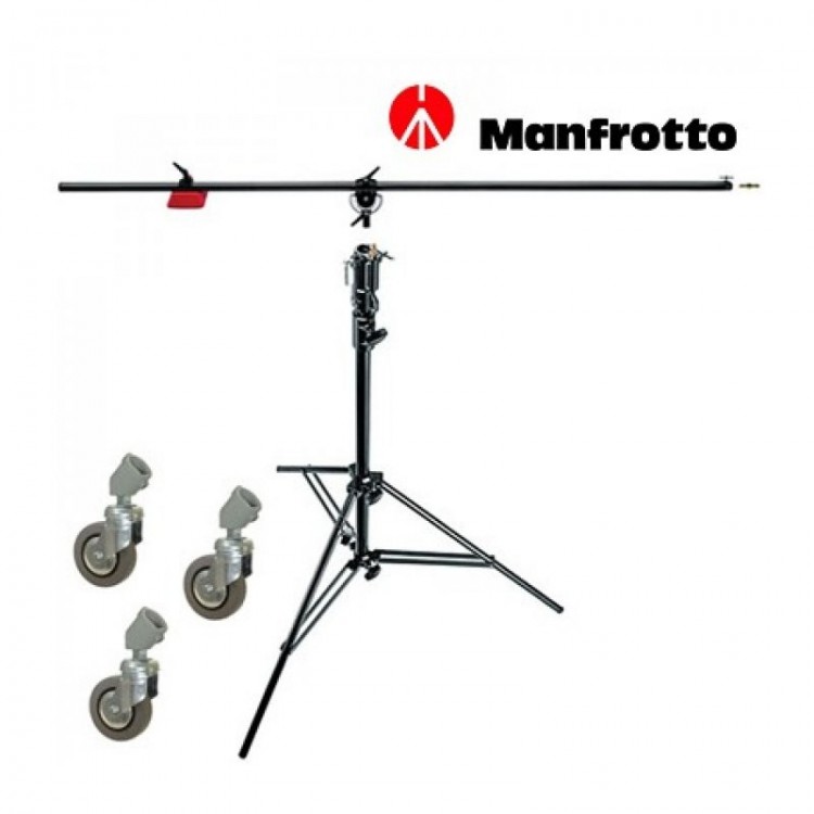 Стойка наклонная Manfrotto 085B типа "журавль" стальная черная с колесами