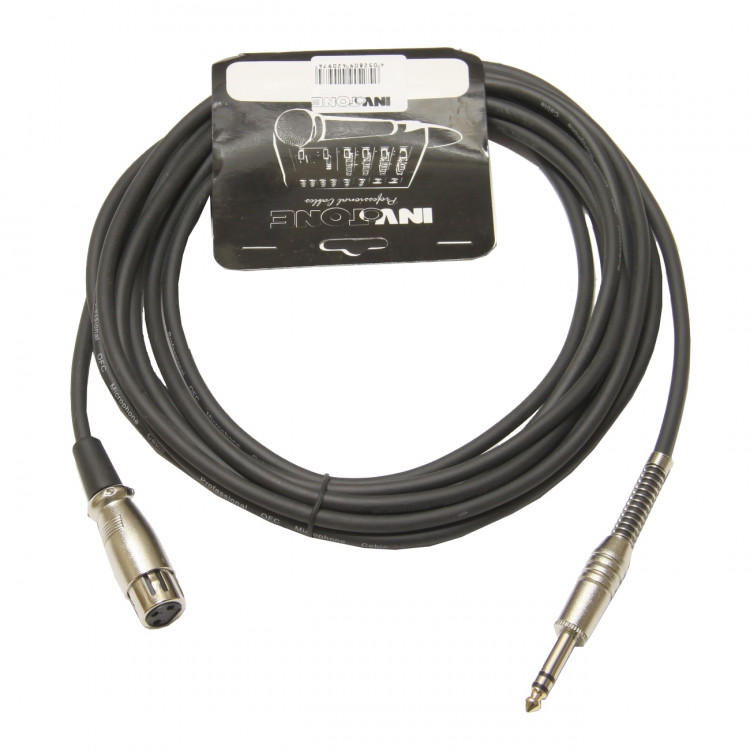 INVOTONE ACM1005FS/BK - микрофонный кабель 6.3 джек стерео <-> XLR (мама), длина 5м (черный)