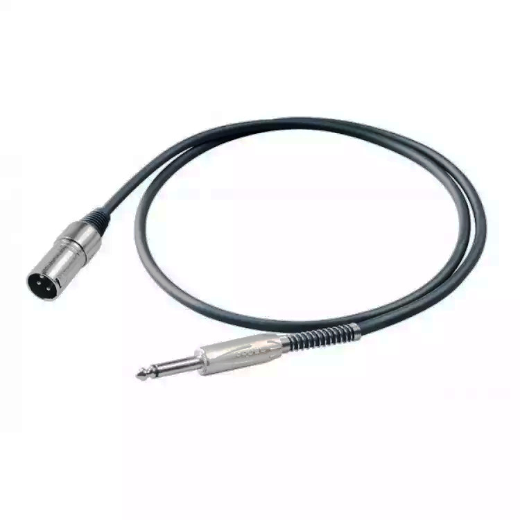 PROEL BULK220LU5 - инструментальный кабель, 6.3 джек моно  <-> XLR (папа), длина - 5 м