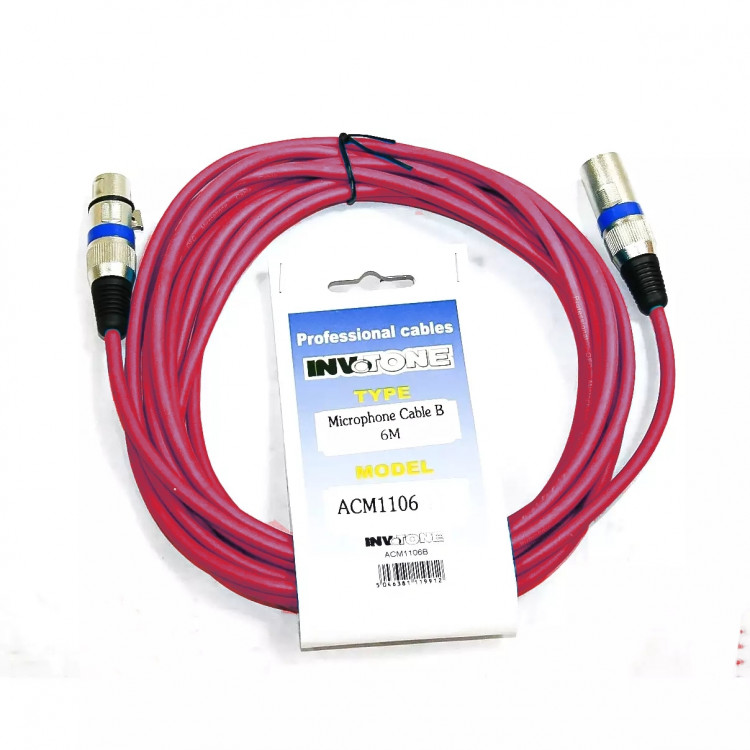 INVOTONE ACM1103/R - микрофонный кабель, XLR(папа) <-> XLR(мама),  длина 3 м (красный)