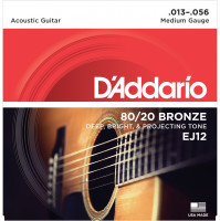 D'ADDARIO EJ12 - струны для акустической гитары, бронза 80/20, Medium 13-56