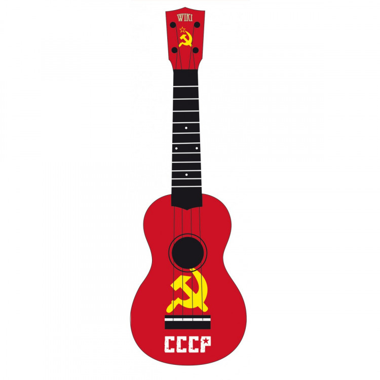 WIKI UK/CCCP - гитара укулеле сопрано, липа, рисунок "флаг СССР", чехол в компл.