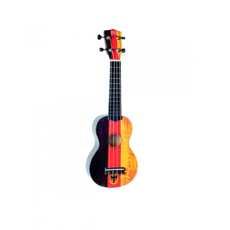 WIKI UK/DE - гитара укулеле сопрано, липа, рисунок "немецкий флаг", чехол в комплекте