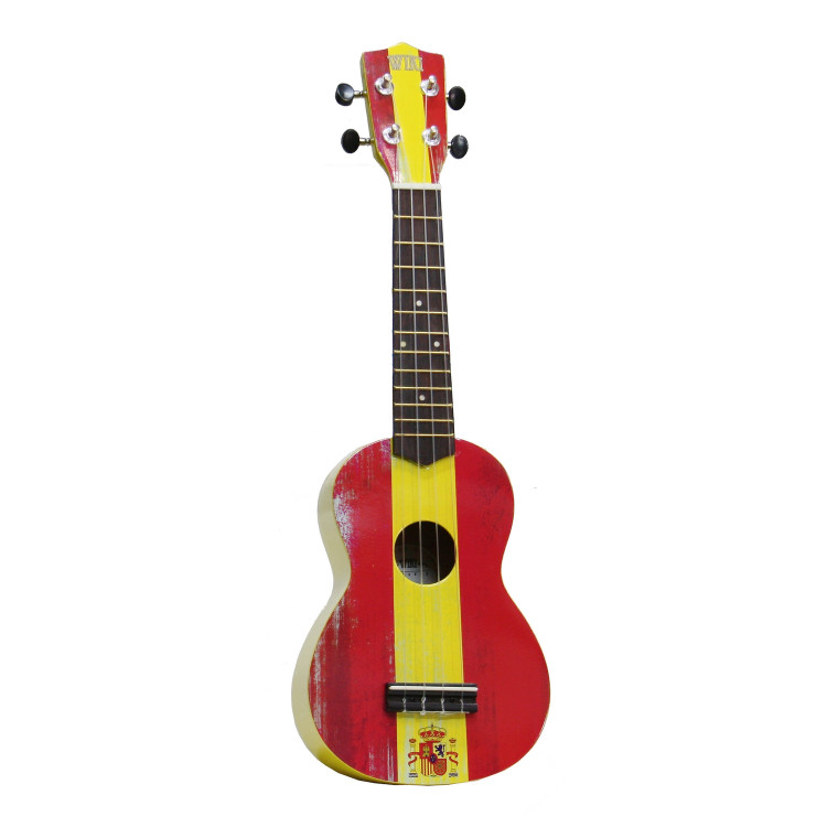 WIKI UK/ESP - гитара укулеле сопрано, рисунок "испанский флаг", чехол в комплекте