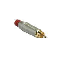 AMPHENOL ACPR-SRD - разъем кабельный, RCA, цвет серый, с красным кольцом, покрытие контактов золото