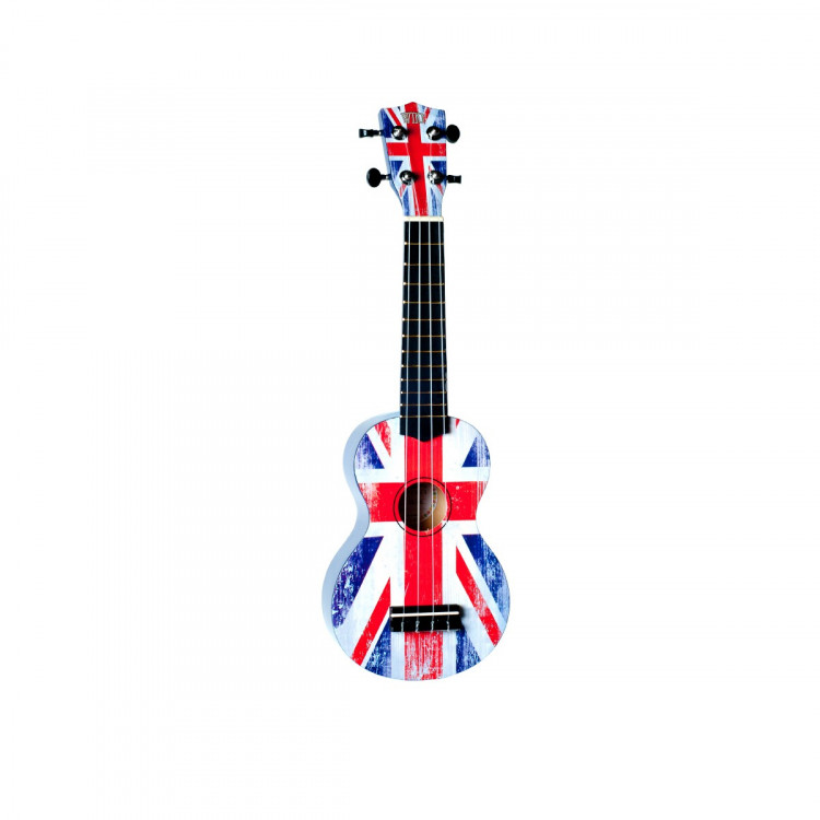WIKI UK/GB - гитара укулеле сопрано, липа, рисунок "британский флаг", чехол в комплекте