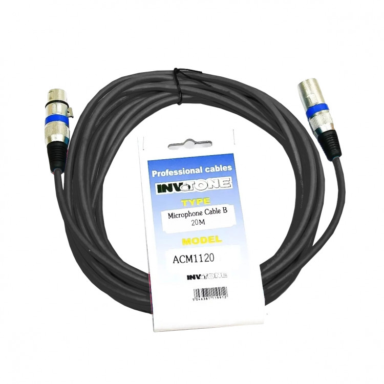 INVOTONE ACM1120/BK - микрофонный кабель,  XLR <-> XLR длина 20 м (черный)