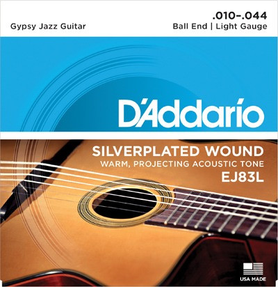 D'ADDARIO EJ83L - струны для акустической гитары типа Selmer (Gypsy guitar), серебро, Light, 10-44