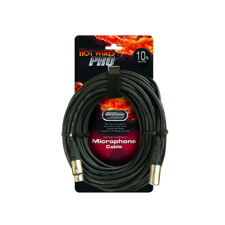 ONSTAGE MC-10NN - микрофонный кабель  XLR(папа) <-> XLR(мама), разъемы  ( Neutrik) , длина 3.05м.
