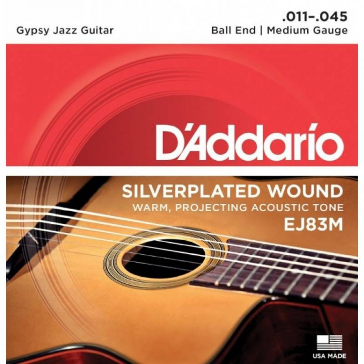 D'ADDARIO EJ83M - струны для акустической гитары типа Selmer (Gypsy guitar), серебро, Medium, 11-45