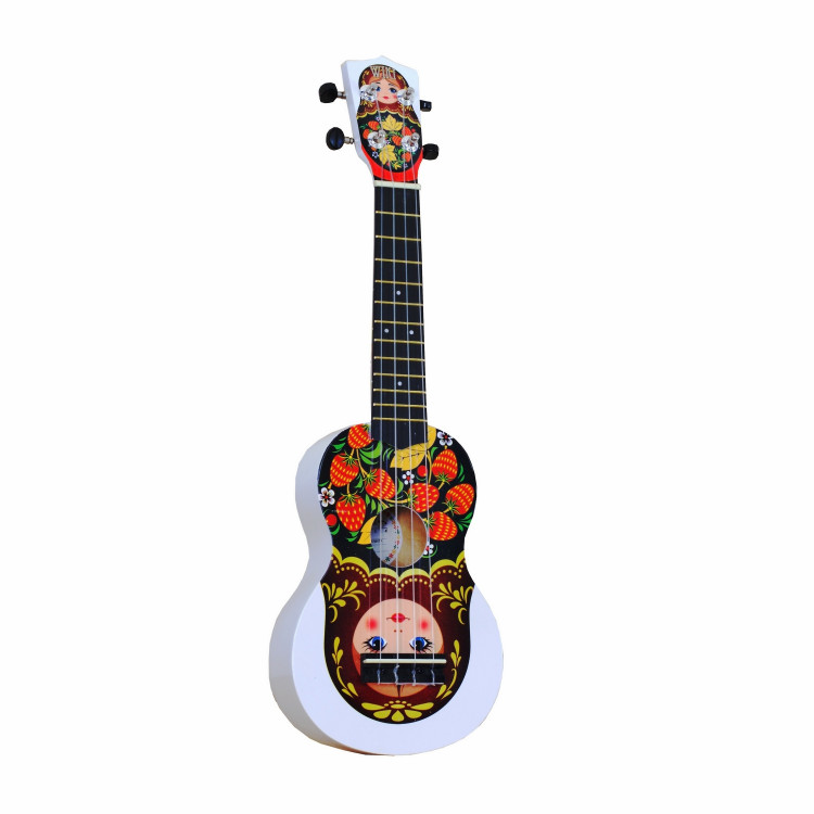 WIKI UK/MATR - гитара укулеле, сопрано, липа, рисунок "МАТРЁШКА", чехол в комплекте