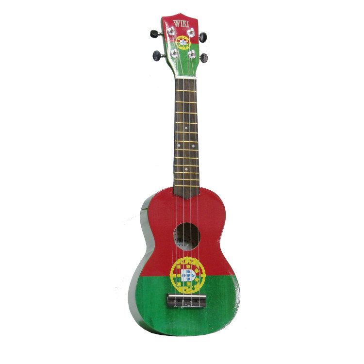 WIKI UK/PTL - гитара укулеле сопрано, рисунок "португальский флаг", чехол в комплекте