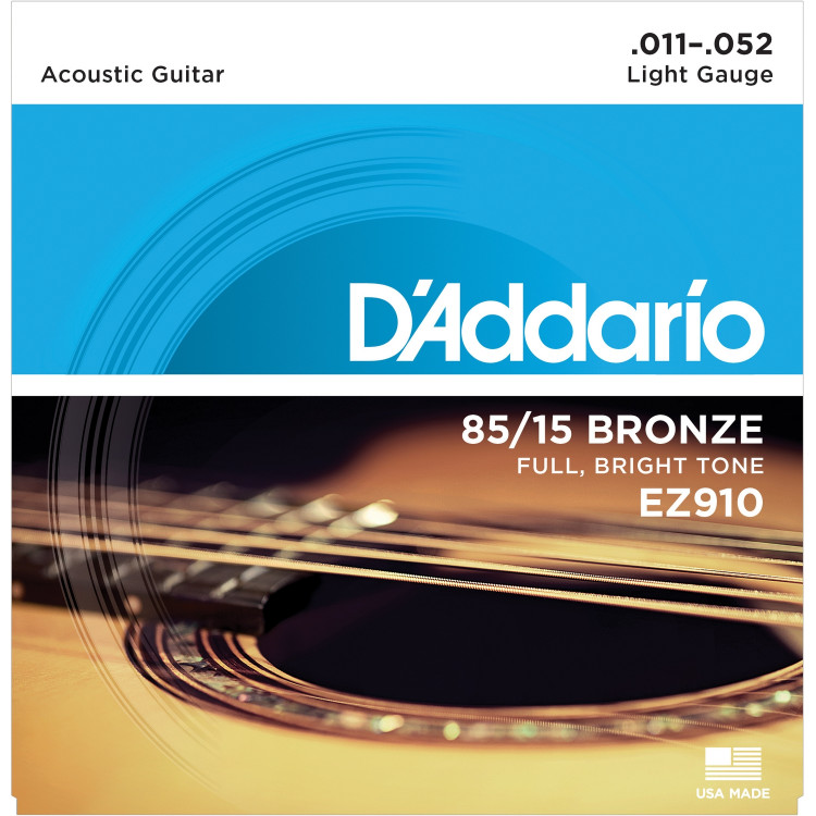 D'ADDARIO EZ910 - струны для акустической гитары, бронза 85/15, Light 11-52