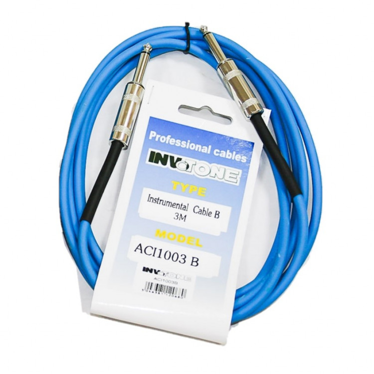 INVOTONE ACI1003/B - инструментальный кабель, 6,3 джек моно <-> 6,3 джек моно, длина 3 м (синий)